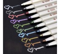 Marqueurs Métalliques Feutres 10 Couleurs Métalliques Ecrire sur Toute la Surface,DIY Album, Scrapbooking, Travailler pour la Carte1