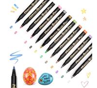 Marqueurs Métalliques Feutres,12 Couleurs Stylo Metallique Paillette à Brosse Douce,Feutres à Paillettes pour Pierre,Verre,Bois,Scrapbooking,Peintures,Albums de Mariage,Cahiers,Photo,Bois,Porcelaine