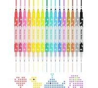 Marqueurs Mosaïque À Double Pointe, 16 Couleurs Vives, Pointe Carrée De 3 Mm Et Pointe Fine De 0,5 Mm, Surligneurs À Corps Carré Pour Travaux Manuels Et Art, Encre Inodore Et Non Toxique Pour