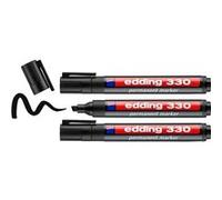 Marqueurs - Noir - Indélébile - Permanent - Mine biseautée 1-5mm - Lot de 3 - Edding 330 Noir
