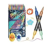 Marqueurs pailletés - Encres à base d'eau à double pointe, marqueurs pour contours brillants, stylos de couleur, marqueurs scintillants pour cartes de vœux, projets artistiques, gribouillage, S