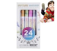 Marqueurs Pailletés, Paillettes Penne Contour Indicators Artistic Penne 24 Couleurs Stylos Craft pour Écriture de Cartes de Noël, Voeux d'Anniversaire, Scrapbooking, Dessin