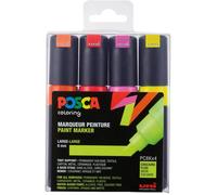 Marqueurs - PC8K - Set de 4 - Pointe large biseautée - Couleurs fluo - Opaque