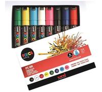 Marqueurs peinture à pointe biseautée - POSCA - Pochette de 8 marqueurs - Pointe large biseautée 8 mm