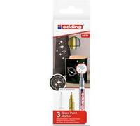 edding Marqueur peinture 751 – métallisé brillant étanche, pointe 1-2mm, 3 feutres (blanc/or/argent)
