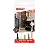 Edding Marqueur peinture Glanzlackmarker 4-751-5-999 – noir/blanc/or/argent/cuivre – pointes 2/4 mm