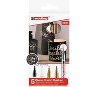 edding Marqueur peinture brillante 753 – Étui de 5 assortis – Pointe 1–2,5 mm