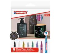 Marqueurs peinture - EDDING - EDDING 751 - Lot de 8 - Couleurs métallisées - Multicolore - Noir principal - Indélébile