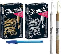 Marqueurs Permanents Métalliques 12 Argentés Et 12 Dorés Pointe Fine Stylo Paper Mate Cadeau