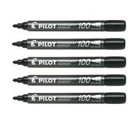 Marqueurs permanents PILOT SCA-100 pointe ogive 1mm noir - Lot de 5