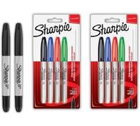 Marqueurs Permanents Pointe Fine Couleurs Standard Assorties 4 Pièces (Paquet De 2) + Twin Tip Noir (Paquet De 2)[X926]
