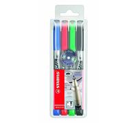 Marqueurs permanents - STABILO Write-4-all - medium - pack de 4 - bleu, rouge, vert, noir