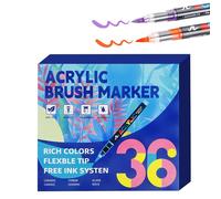 Marqueurs pinceaux acryliques - 36 stylos d'art imperméables de couleur, ensemble d'encre pigmentée sans bavure, design à pointe flexible, finition durable à séchage rapide, performance d'écriture