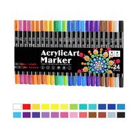 Marqueurs pinceaux acryliques pour la peinture - Crayons à dessin à double pointe pour céramique - Artisanat - Fournitures d'art - Marqueurs de couleur créatifs en acrylique pour peinture sur roche