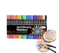 Marqueurs pinceaux acryliques, stylos à dessin à double pointe pour céramique - Marqueurs créatifs pour tissu, marqueurs acryliques de coloriage pour peinture sur roche, bois, toile, pierre, verre