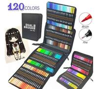 Marqueurs Pinceaux Avec Pointe Fine Pour Lettrage,Stylos D'interconnexion,Dessin,Écriture De Journalisation,Nettoyage,Fournitures D'art,132 Couleurs - Type Black-Cd-120 Colors