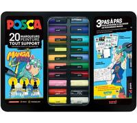 Mallette métal 20 marqueurs Posca Manga