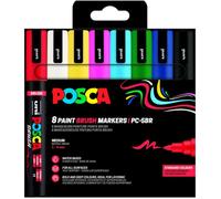Marqueurs POSCA - PC-5BR - Pointe pinceau moyenne - 8 couleurs assorties