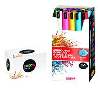 Marqueurs Posca Pc1mr Pointe Calibrée Extra-Fine Dark 16 Pièces