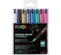 POSCA Set de 8 Marqueurs PC1MR Pte calibrée extra-fine Couleurs Métallisées