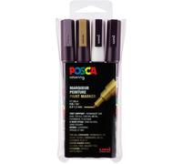 Marqueurs - POSCA - PC3M - Pointe conique fine - Noir, Blanc, Argent, Or