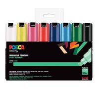 POSCA Marqueurs PC8K – Set de 16 – Pointe large biseautée indélébile – Multicolore