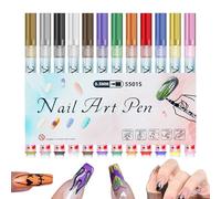 Marqueurs Pour Les Ongles 12 Pièces 0.5mm Outils à Ongles Portables | Stylo pour le Dessin et Marqueur à Points pour Décorer, Tracer, Dessiner et Manucure