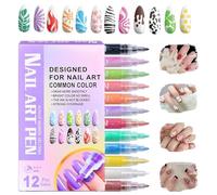 Marqueurs Pour Ongles - 12 Couleurs à Séchage Rapide Peinture Dessin | Stylos Peinture À Ongles,Idées pour Cadeaux de Noël Débutantes Femmes Manucure