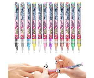 Marqueurs pour ongles, 12 couleurs d'outils de conception de manucure, marqueurs pour dessiner sur les ongles, pour femmes, filles, cadeau, fête, anniversaire, Noël, travaux manuels, initiation