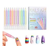 Marqueurs pour ongles - 12 couleurs imperméables à séchage rapide Outil de dessin pour débutants, femmes, filles, maison, salon, fêtes, projets de pratique