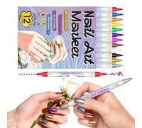 Marqueurs Pour Ongles - 12 Couleurs Stylos Double Pointe Décoration Des Ongles | Marqueurs Décoratifs pour,Pour Filles Épouse Petite Amie Fille Fêtes Noël Anniversaire Salon À Domicile Débutant