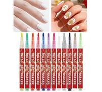 Marqueurs pour ongles, 12 pièces de marqueurs pour manucure, doodle et eye-liner - Kit de stylos pour dessiner, peindre et dessiner des points - Pour femmes et filles