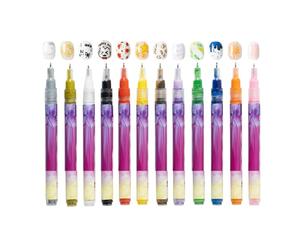 Marqueurs pour ongles - Crayon imperméable de 12 couleurs, set de marqueurs pour dessiner et concevoir | Pour femmes filles débutantes utilisation à la maison, voyage, photos, mariage, vacances