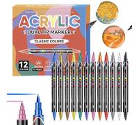 Marqueurs pour Ongles - Double Embout Longue Durée 12 Couleurs,Marqueurs à Dessin Peinture pour Ongles - Pour Art Du Pointillage Femmes Adolescents Adultes Débutants Salon À Domicile