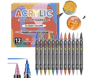 Marqueurs pour Ongles - Double Embout Longue Durée 12 Couleurs,Marqueurs à Dessin Peinture pour Ongles - Pour Art Du Pointillage Femmes Adolescents Adultes Débutants Salon À Domicile