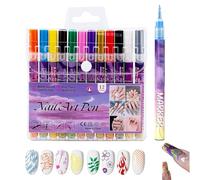 Marqueurs Pour Ongles - Kit de 12 Couleurs à Pointe Fine Imperméable pour Manicure | Set de Stylos à Dessin sur Ongles Filles 12 Teintes | Pour Peinture Pointillage Loisirs Créatifs Salon À Domicile F