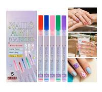 Marqueurs pour Ongles - Stylos de Peinture Imperméables à Pointillage Graffiti - 5 Couleurs Pointe 0.5mm Décorations Pointillés Lignes Manucure,Pour Femmes Débutantes Professionnelles Jeunes Filles