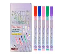 Marqueurs pour Ongles,Stylos Dessin Vernis Imperméables,5 Couleurs Séchage Rapide Manucure Décoration Graffiti | Pointe 0.5mm Pour Femmes Filles Salon Beaute