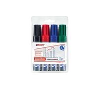 edding Marqueur pour tableau blanc 365 – 4 pièces Noir/Rouge/Bleu/Vert – Pointe biseautée 2–7 mm