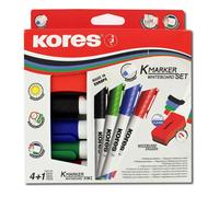 4 Marqueurs Effaçables Sec - Pointe Ogive - 1 Eponge Pour Tableau Blanc -