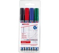 Marqueurs pour tableaux blancs 250 noir/rouge/bleu/vert largeur de trait 1,5-3mm pointe ogive EDDING