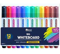 Marqueurs pour Tableaux Blancs par SmartPanda - Pointe Ogive, Effaçable à sec, Parfait pour une Utilisation à la Maison, au Bureau ou à l’ École - Pochette de 12 Couleurs
