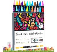 Marqueurs pour tissu, stylos de peinture acrylique, marqueurs de couleur imperméables à double pointe pour les âges et niveaux, marqueurs double couleur en acrylique pour pierre, toile,