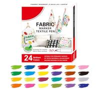 Marqueurs pour tissu - Stylos pour tissu | 12/24 marqueurs de peinture pour tissu de couleur | Stylo de peinture aquarelle textile lavable pour la maison et l'extérieur, le linge, les chaussures, les