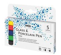 Marqueurs pour verre et porcelaine - KREUL - Glass & Porcelain Pen - Kit de 5 marqueurs - Noir - Pour écriture et dessin