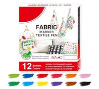 Marqueurs pour vêtements | 12/24 couleurs marqueurs textiles pour vêtements - Crayons de peinture textiles lavables aquarelle pour la maison et l'extérieur, le linge, les chaussures, la céramique, les