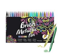 Marqueurs scintillants - 24 couleurs multi-usages, fournitures artistiques, stylos de contour portables pour affiches, dessins, scrapbooking