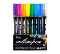 Marqueurs scintillants - 8 couleurs de stylos à dessin | Stylo d'artisanat | Marqueurs d'art | Ensemble de marqueurs de contour pour anniversaire, carte de vœux, gribouillage, fournitures scolaires |