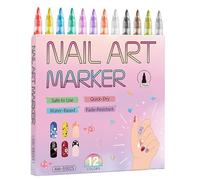 Marqueurs Stylo Vernis à Ongles 12 Couleurs Dessin Pointe Fine 0.7mm