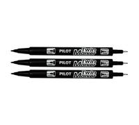 Marqueurs TWIN MARKER BEGREEN indélibile noire 2 pointes ogives fine et moyenne - PILOT - Lot de 3